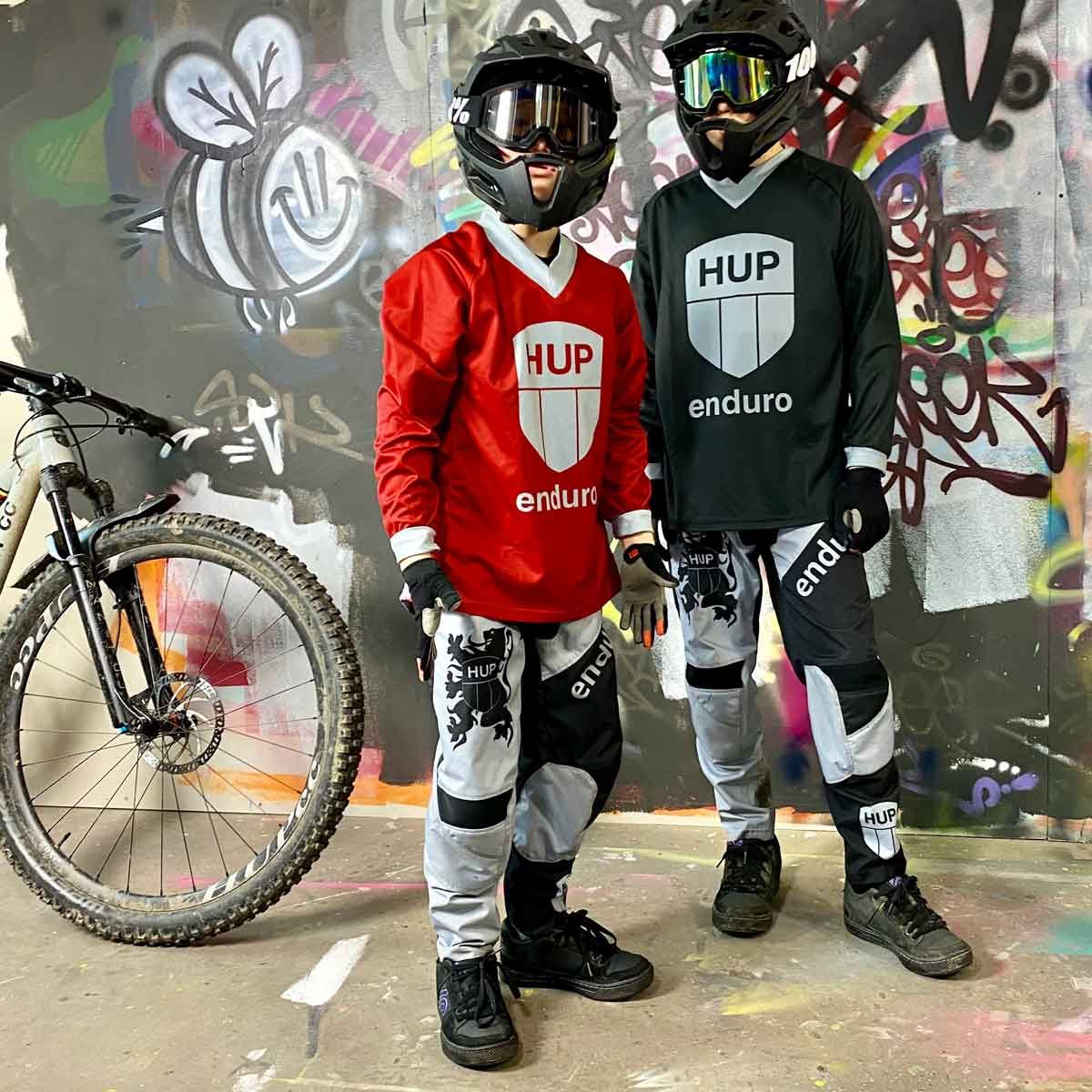 HUP Enduro Children's Long-Sleeve MTB Jersey (Black, Red or Blue)
