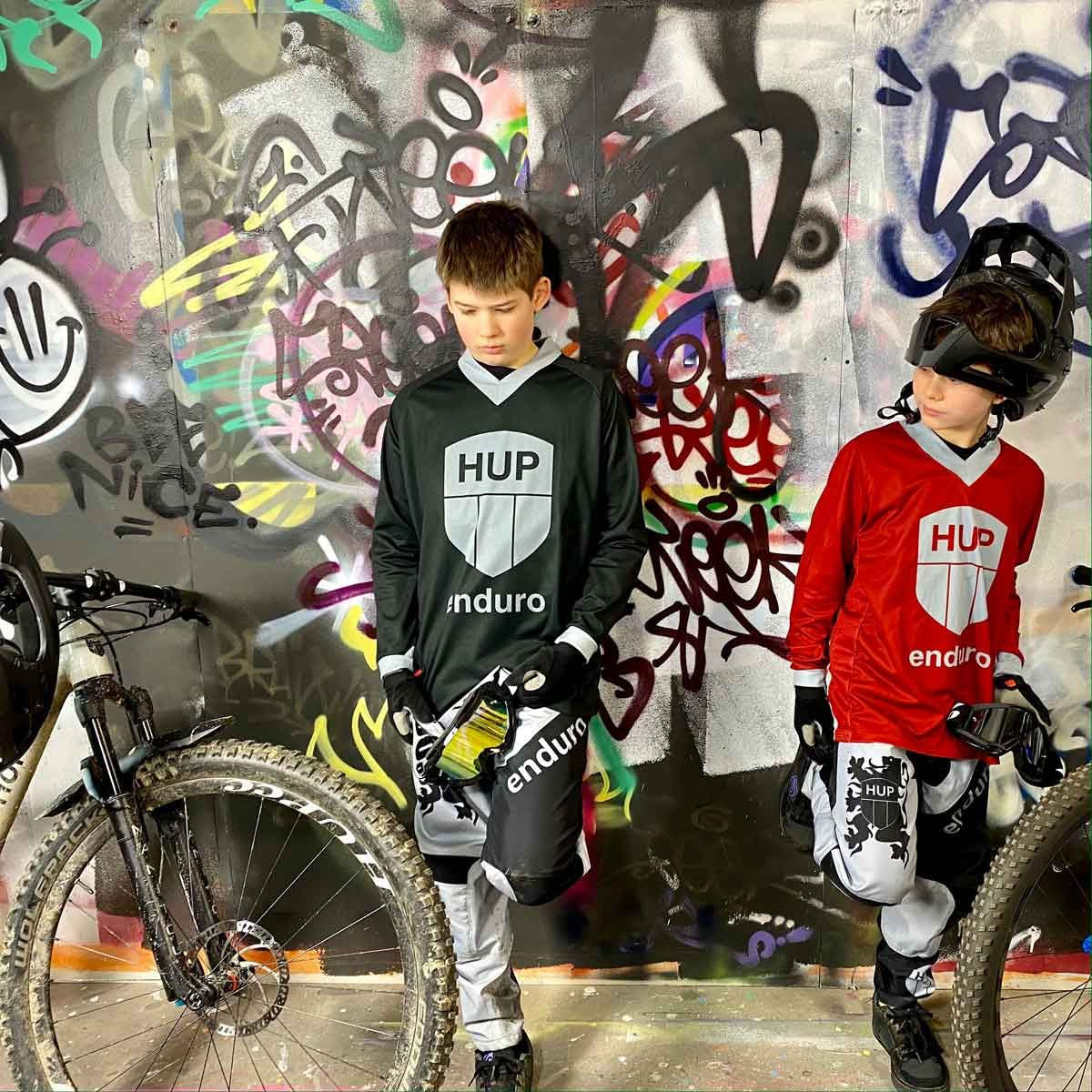 HUP Enduro Children's Long-Sleeve MTB Jersey (Black, Red or Blue)